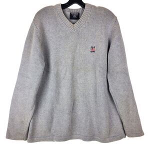 Vintage POLO JEANS Ralph Lauren Sweater Mens Medium Gray RL Flagship Outdoor Y2K